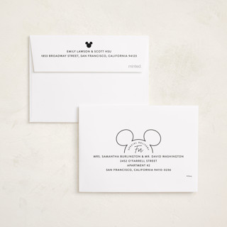 This is a snow petite holiday cards with standard by Hooray Creative called disney's mickey outline printing on recycled smooth signature in petite
