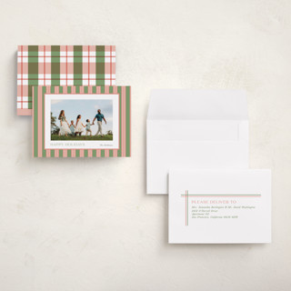 This is a azalea petite holiday cards with standard by Cindy Reynolds called southern stripes printing on recycled smooth signature in petite