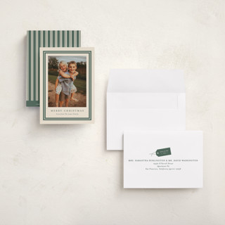 This is a tree petite holiday cards with standard by Carolyn MacLaren called preppy frame printing on recycled smooth signature in petite