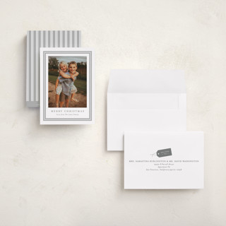 This is a tinsel petite holiday cards with standard by Carolyn MacLaren called preppy frame printing on recycled smooth signature in petite