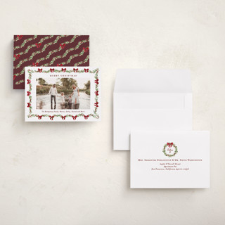 This is a berry petite holiday cards with standard by Sarah Knight called garland printing on signature in petite