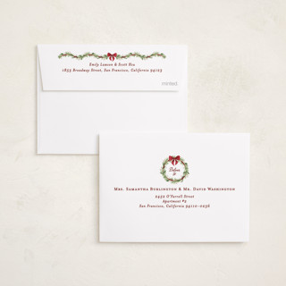 This is a berry petite holiday cards with standard by Sarah Knight called garland printing on signature in petite