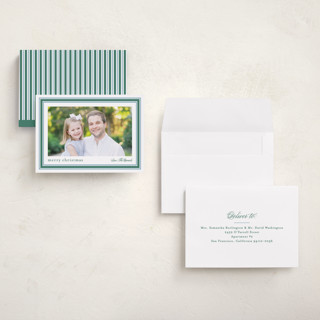 This is a spearmint petite holiday cards with standard by Carolyn MacLaren called preppy ribbon printing on signature in petite