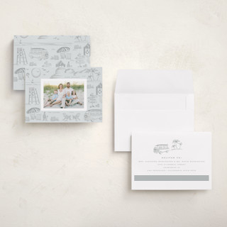 This is a tinsel petite holiday cards with standard by Teju Reval called beach holiday printing on recycled smooth signature in petite
