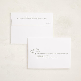 This is a sage petite holiday cards with standard by Sarah Brown called vacation snapshot printing on recycled smooth signature in petite