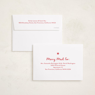 This is a snow petite holiday cards with standard by Megan Davis called howdy holidays printing on recycled smooth signature in petite