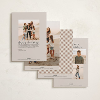 This is a cookie dough petite holiday cards with standard by Adelyn T. called polaroid trio printing on recycled smooth signature in petite