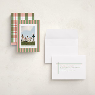 This is a azalea petite holiday cards with standard by Cindy Reynolds called southern sripes printing on recycled smooth signature in petite