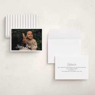 This is a winter petite holiday cards with standard by Cass Loh called cursive bottom printing on recycled smooth signature in petite