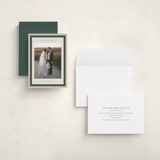 This is a forest petite holiday cards with standard by Jackie Crawford called modern striped frame printing on recycled smooth signature in petite