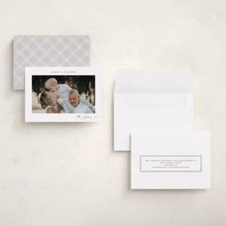 This is a cloud petite holiday cards with standard by Nicole Walsh called merry & blessed printing on recycled smooth signature in petite