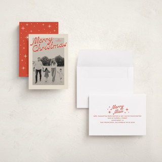 This is a candy cane petite holiday cards with standard by Ekko Studio called nostalgia printing on recycled smooth signature in petite