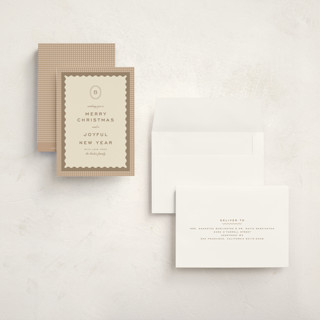 This is a cinnamon petite holiday cards with standard by Ellen Schlegelmilch called gingham layers printing on signature in petite