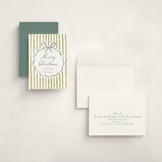 This is a cedar petite holiday cards with standard by Leia Matt called homestead charm printing on signature in petite