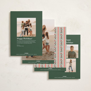 This is a caramel petite holiday cards with standard by Teju Reval called festive block print printing on signature in petite