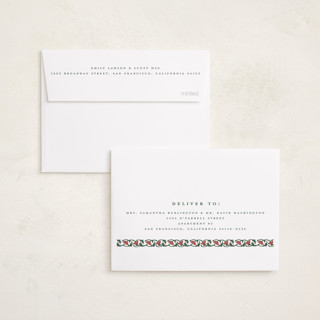 This is a caramel petite holiday cards with standard by Teju Reval called festive block print printing on signature in petite