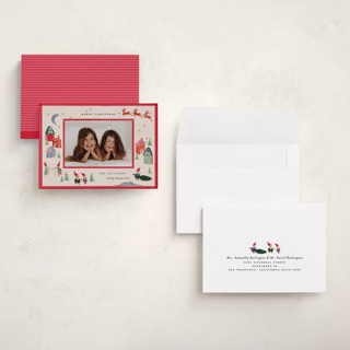 This is a santa petite holiday cards with standard by Julie Murray called north pole party printing on signature in petite