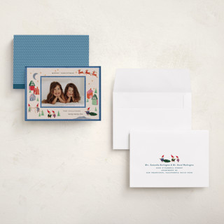 This is a glacier petite holiday cards with standard by Julie Murray called north pole party printing on recycled smooth signature in petite