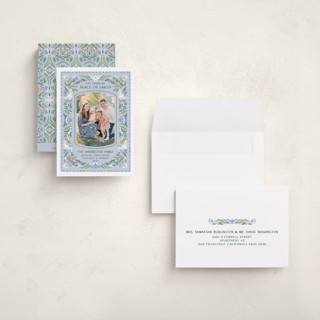 This is a frost petite holiday cards with standard by Paper Sun Studio called charming dove border printing on recycled smooth signature in petite