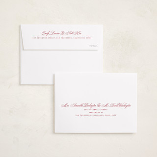 This is a ruby petite holiday cards with standard by Alston Foster called merry striped frame printing on recycled smooth signature in petite