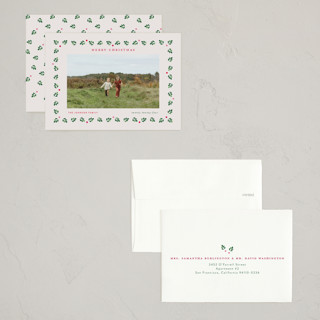 This is a tinsel petite holiday cards with standard by Poised Avenue called framed by holly printing on recycled smooth signature in petite