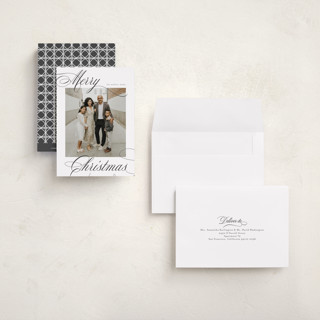 This is a ink petite holiday cards with standard by Nicole Walsh called merry script printing on recycled smooth signature in petite