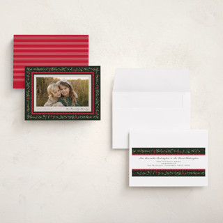 This is a festive petite holiday cards with standard by Erin L. Wilson called hollywick printing on signature in petite