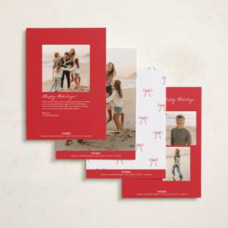 This is a berry petite holiday cards with standard by Kelly Schmidt called love bow printing on recycled smooth signature in petite