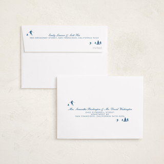 This is a blue jay petite holiday cards with standard by Jen Ramsey called ski time printing on recycled smooth signature in petite