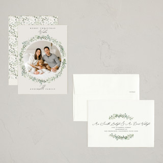 This is a smoke petite holiday cards with standard by Susan Moyal called delicate wreath printing on recycled smooth signature in petite