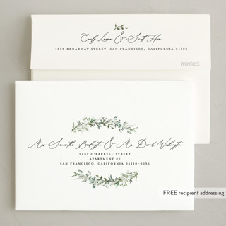 This is a smoke petite holiday cards with standard by Susan Moyal called delicate wreath printing on recycled smooth signature in petite