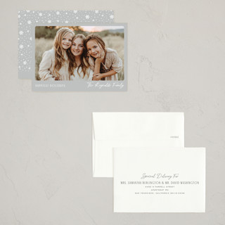 This is a silver bells petite holiday cards with standard by Hooray Creative called simply framed printing on recycled smooth signature in petite
