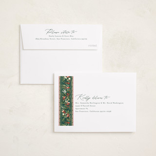 This is a fruitcake petite holiday cards with standard by Jackie Crawford called holiday garland ribbon printing on recycled smooth signature in petite