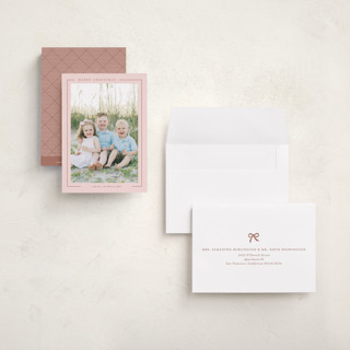 This is a blush petite holiday cards with standard by Yaling Hou Suzuki called minimalist magic printing on recycled smooth signature in petite
