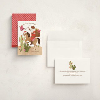 This is a candy cane petite holiday cards with standard by Sarah Knight called howdy holidays y'all printing on signature in petite