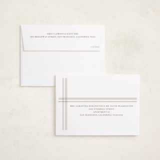 This is a tan petite holiday cards with standard by Ashley Presutti Beasley called traditional plaid printing on recycled smooth signature in petite