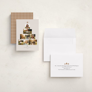 This is a eggnog petite holiday cards with standard by Adelyn T. called starry tree printing on recycled smooth signature in petite