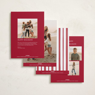 This is a santa petite holiday cards with standard by Everett Paper Goods called greenery swag printing on recycled smooth signature in petite