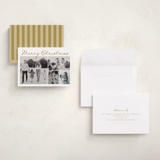 This is a marigold petite holiday cards with standard by Kelly Schmidt called handdrawn christmas printing on recycled smooth signature in petite