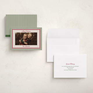 This is a holiday petite holiday cards with standard by Kelly Schmidt called vintage border printing on recycled smooth signature in petite