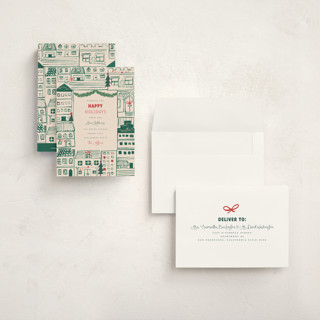 This is a elf shoes petite holiday cards with standard by Teju Reval called festive home printing on signature in petite
