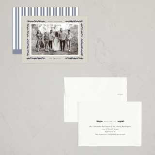 This is a tinsel petite holiday cards with standard by Sara Hicks Malone called e v e r g r e e n printing on recycled smooth signature in petite