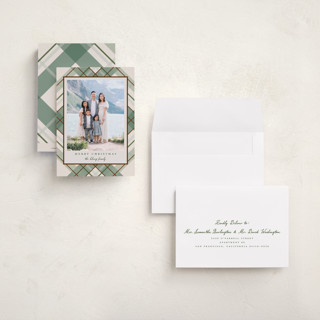 This is a vanilla petite holiday cards with standard by Petra Kern called fancy plaid printing on recycled smooth signature in petite