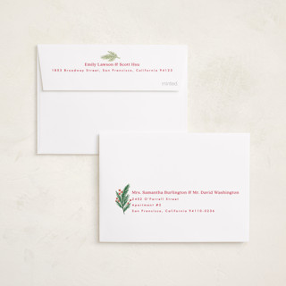 This is a snow petite holiday cards with standard by Amy Kross called everyday joys printing on recycled smooth signature in petite