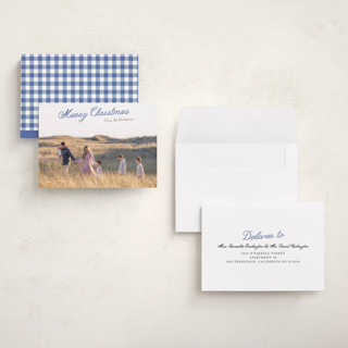 This is a blueberry petite holiday cards with standard by Cass Loh called lightly scripted printing on recycled smooth signature in petite