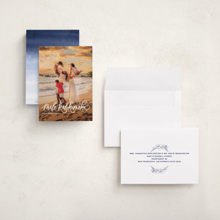 This is a snow petite holiday cards with standard by Elsa Duncan called a very mele kalikimaka printing on recycled smooth signature in petite