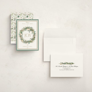 This is a wintermint petite holiday cards with standard by Susan Moyal called peace, love & hope printing on signature in petite