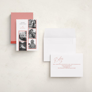 This is a peppermint petite holiday cards with standard by Carrie ONeal called peppermint strip printing on recycled smooth signature in petite