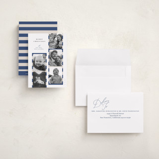 This is a cape cod petite holiday cards with standard by Carrie ONeal called peppermint strip printing on recycled smooth signature in petite