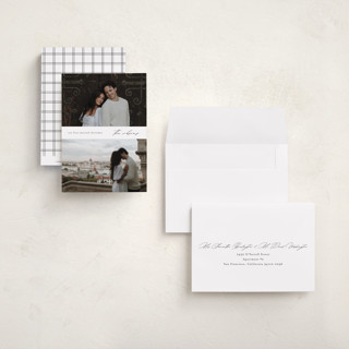 This is a snow petite holiday cards with standard by Stacey Meacham called minimal merry printing on recycled smooth signature in petite